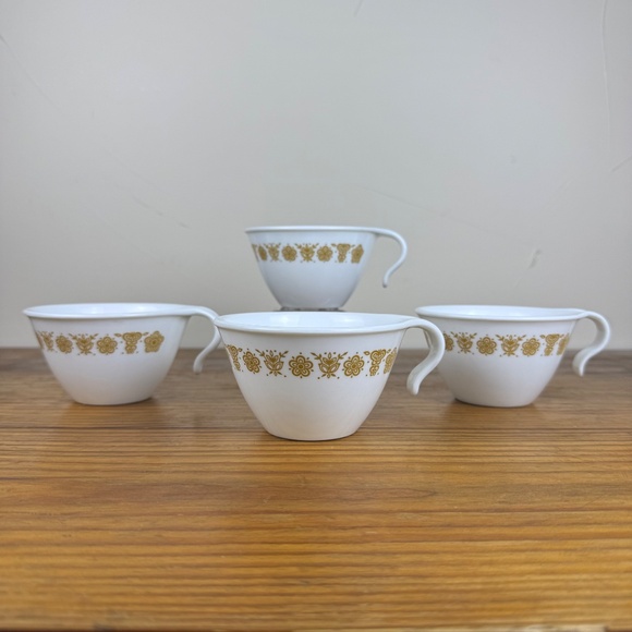 Vintage Pyrex Butterfly Gold Cups – Set of 4 | White Milk Glass | Mid-Century - Picture 8 of 9